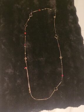 Designers Originals Gold-Tone Long Necklace with Red Beads